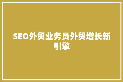 SEO外贸业务员外贸增长新引擎