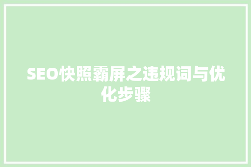 SEO快照霸屏之违规词与优化步骤