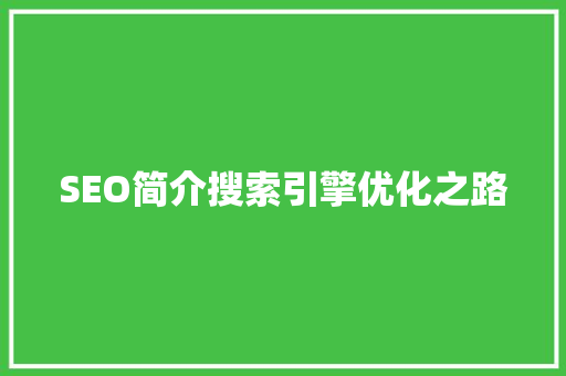SEO简介搜索引擎优化之路  第1张