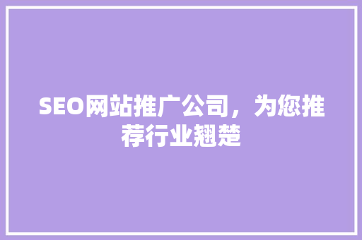SEO网站推广公司，为您推荐行业翘楚