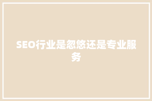SEO行业是忽悠还是专业服务