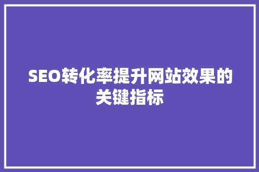 SEO转化率提升网站效果的关键指标
