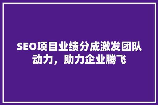 SEO项目业绩分成激发团队动力，助力企业腾飞