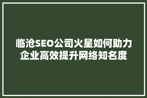 临沧SEO公司火星如何助力企业高效提升网络知名度