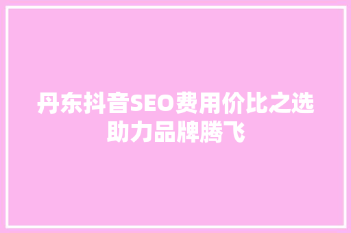 丹东抖音SEO费用价比之选助力品牌腾飞