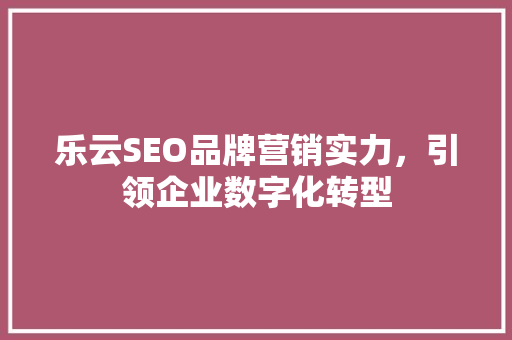 乐云SEO品牌营销实力，引领企业数字化转型