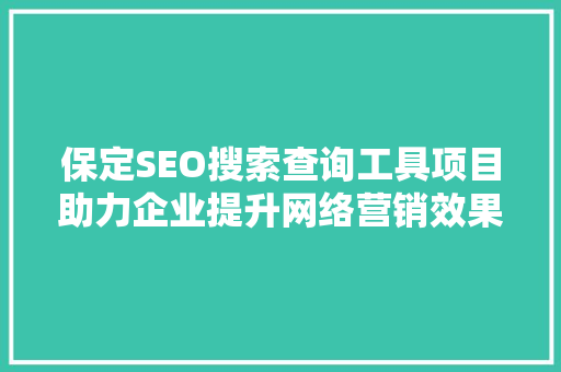 保定SEO搜索查询工具项目助力企业提升网络营销效果