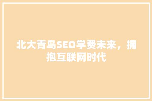 北大青鸟SEO学费未来，拥抱互联网时代