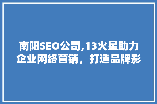 南阳SEO公司,13火星助力企业网络营销，打造品牌影响力