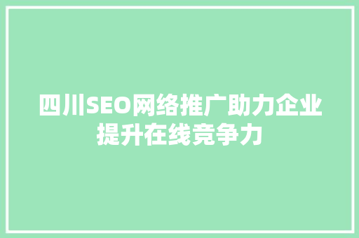 四川SEO网络推广助力企业提升在线竞争力