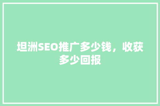 坦洲SEO推广多少钱，收获多少回报