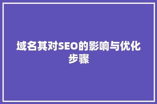 域名其对SEO的影响与优化步骤