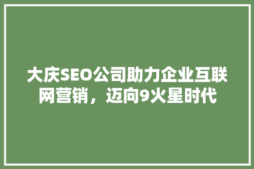 大庆SEO公司助力企业互联网营销，迈向9火星时代