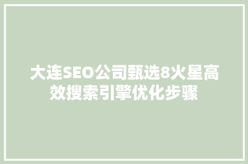 大连SEO公司甄选8火星高效搜索引擎优化步骤