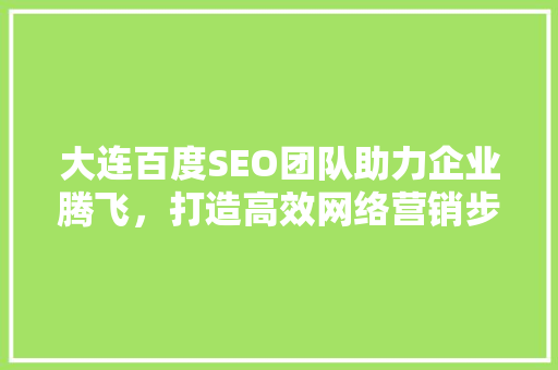 大连百度SEO团队助力企业腾飞，打造高效网络营销步骤
