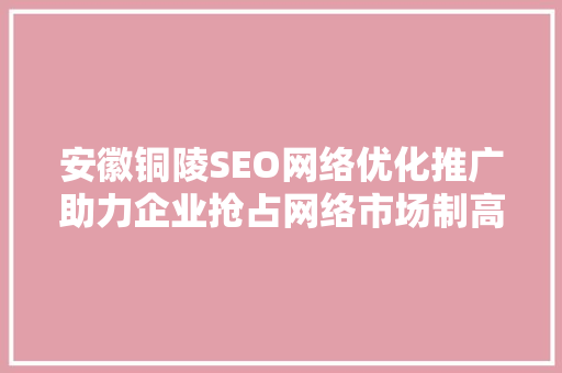 安徽铜陵SEO网络优化推广助力企业抢占网络市场制高点