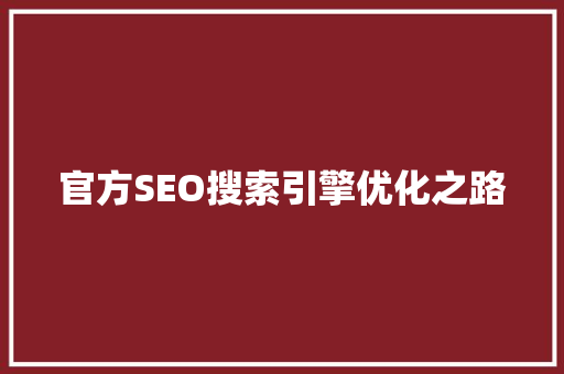 官方SEO搜索引擎优化之路