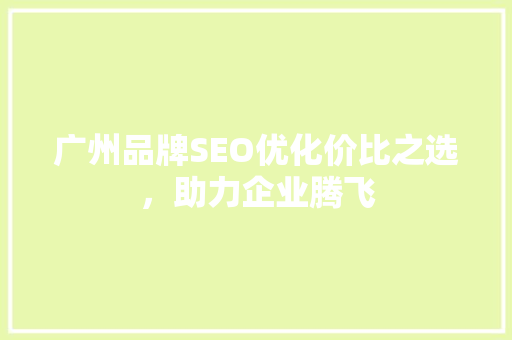 广州品牌SEO优化价比之选，助力企业腾飞
