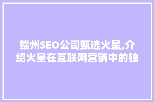 赣州SEO公司甄选火星,介绍火星在互联网营销中的独特价值