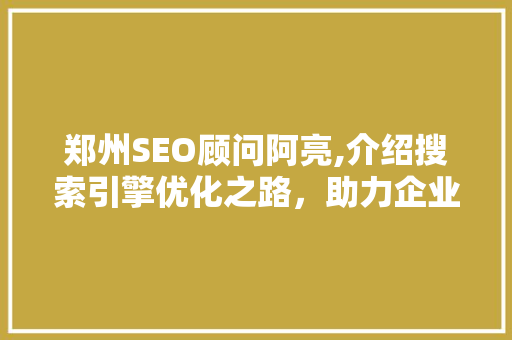 郑州SEO顾问阿亮,介绍搜索引擎优化之路，助力企业高效提升网络竞争力