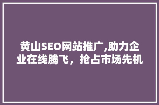 黄山SEO网站推广,助力企业在线腾飞，抢占市场先机