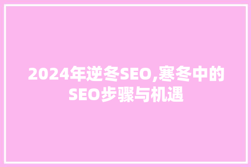 2024年逆冬SEO,寒冬中的SEO步骤与机遇