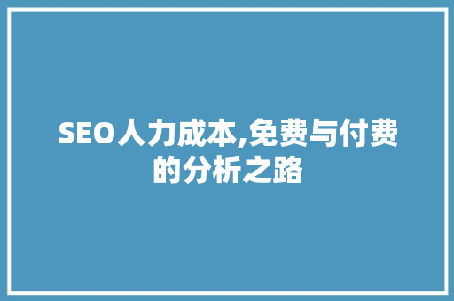 SEO人力成本,免费与付费的分析之路