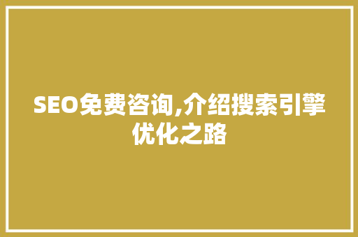SEO免费咨询,介绍搜索引擎优化之路