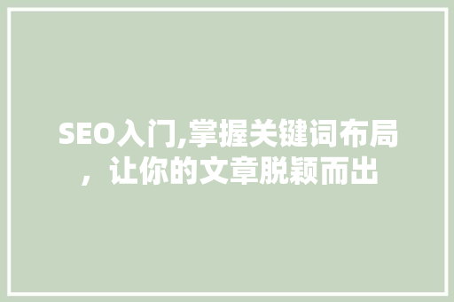 SEO入门,掌握关键词布局，让你的文章脱颖而出
