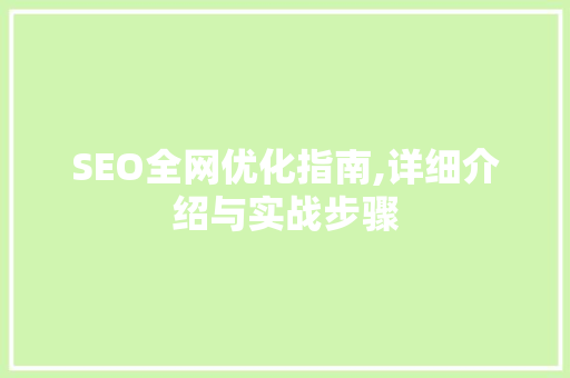 SEO全网优化指南,详细介绍与实战步骤