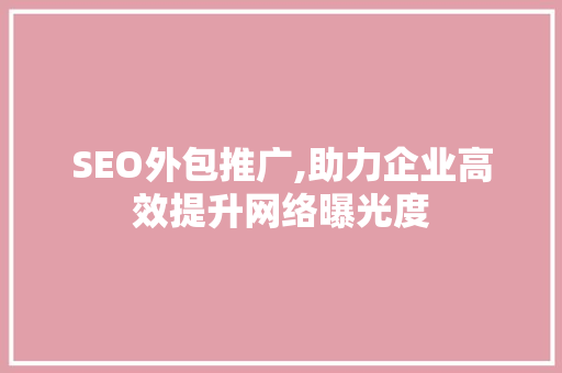 SEO外包推广,助力企业高效提升网络曝光度