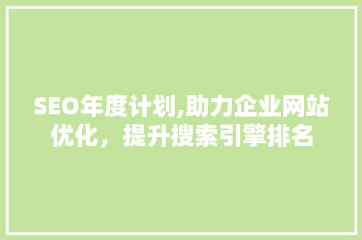 SEO年度计划,助力企业网站优化，提升搜索引擎排名