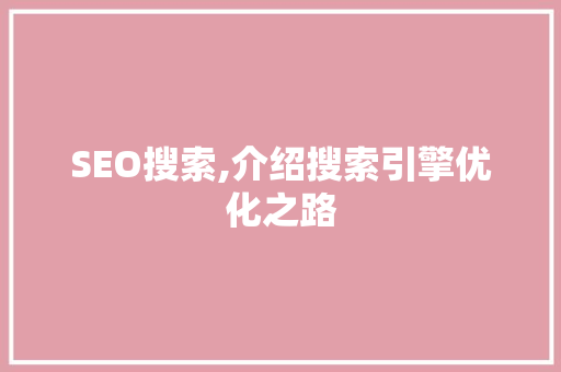 SEO搜索,介绍搜索引擎优化之路