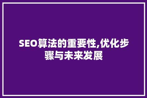 SEO算法的重要性,优化步骤与未来发展