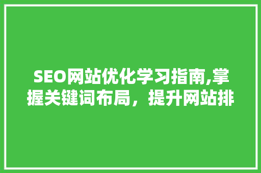 SEO网站优化学习指南,掌握关键词布局，提升网站排名  第1张