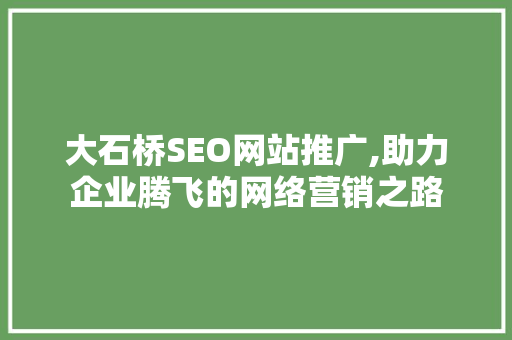 大石桥SEO网站推广,助力企业腾飞的网络营销之路