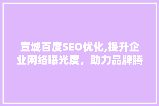 宣城百度SEO优化,提升企业网络曝光度，助力品牌腾飞