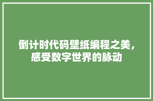 倒计时代码壁纸编程之美，感受数字世界的脉动