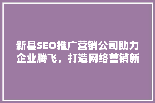 新县SEO推广营销公司助力企业腾飞，打造网络营销新格局