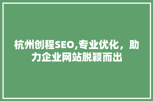 杭州创程SEO,专业优化，助力企业网站脱颖而出