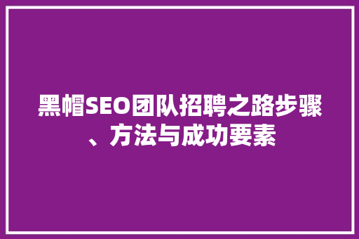 黑帽SEO团队招聘之路步骤、方法与成功要素