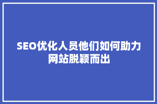 SEO优化人员他们如何助力网站脱颖而出