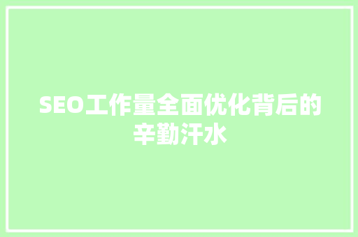 SEO工作量全面优化背后的辛勤汗水