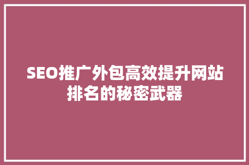 SEO推广外包高效提升网站排名的秘密武器