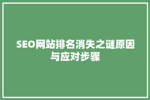SEO网站排名消失之谜原因与应对步骤