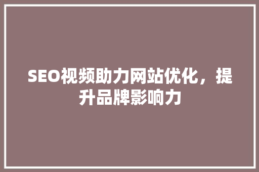SEO视频助力网站优化，提升品牌影响力