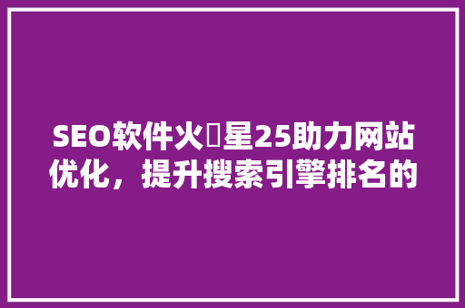 SEO软件火乛星25助力网站优化，提升搜索引擎排名的利器