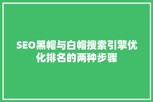 SEO黑帽与白帽搜索引擎优化排名的两种步骤