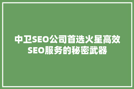 中卫SEO公司首选火星高效SEO服务的秘密武器