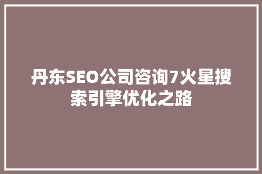 丹东SEO公司咨询7火星搜索引擎优化之路